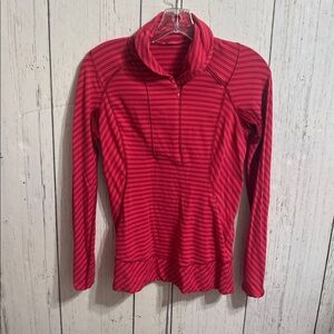 Lululemon Athletica Red Striped Half-Zip Pullover